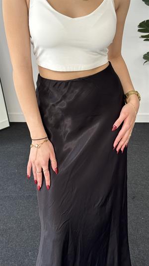 Saten Midi Etek Siyah 