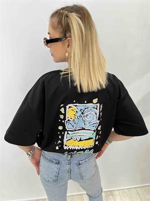 Sırtı Baskılı Adidas Tshirt İki İplik  - Siyah