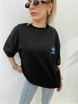 Sırtı Baskılı Adidas Tshirt İki İplik  - Siyah