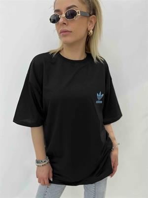 Sırtı Baskılı Adidas Tshirt İki İplik  - Siyah