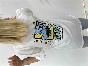 Sırtı Baskılı Adidas Tshirt İki İplik  - Beyaz