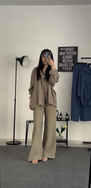 Tek Cepli Rahat Kumaş Gömlek Haki