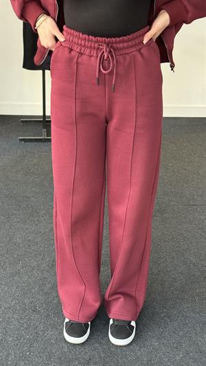 Ters Dikiş Detaylı Üç İplik Şardonlu Eşofman Takımı Bordo 