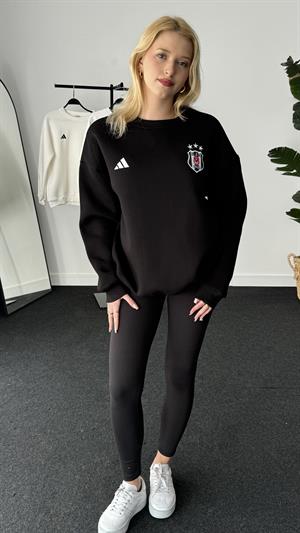 Üç Büyükler Armalı Nakışlı Üç İplik Şardonlu Sweat Beşiktaş Siyah
