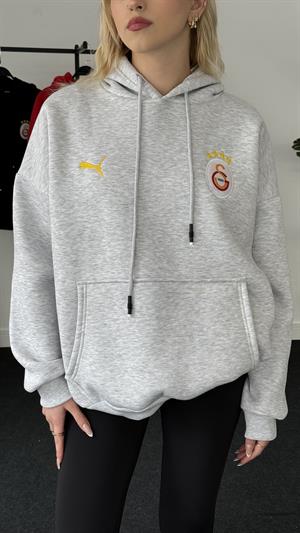 Üç İplik Şardonlu Armalı Sweat Galatasaray Gri