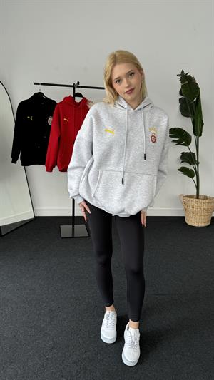 Üç İplik Şardonlu Armalı Sweat Galatasaray Gri