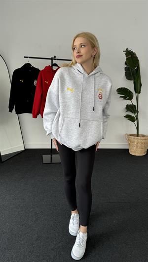 Üç İplik Şardonlu Armalı Sweat Galatasaray Gri