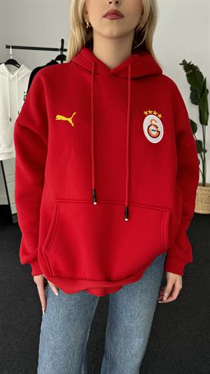 Üç İplik Şardonlu Armalı Sweat Galatasaray  Kırmızı