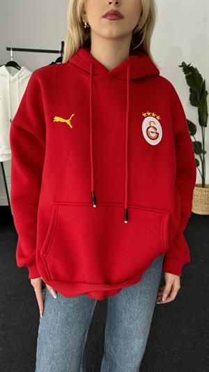 Üç İplik Şardonlu Armalı Sweat Galatasaray  Kırmızı