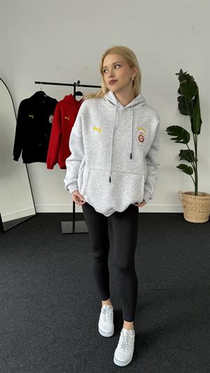 Üç İplik Şardonlu Armalı Sweat Galatasaray Gri