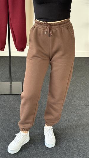 Üç İplik Şardonlu Beli Paçası Lastikli Esofman Kahverengi