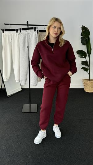 Üç İplik Şardonlu Beli Paçası Lastikli Esofman Bordo