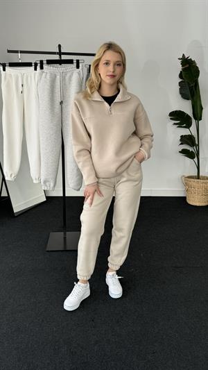 Üç İplik Şardonlu Beli Paçası Lastikli Esofman Taş