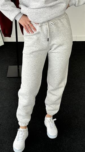 Üç İplik Şardonlu Beli Paçası Lastikli Esofman Açık Gri