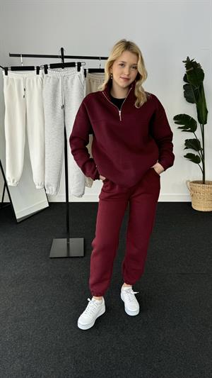 Üç İplik Şardonlu Beli Paçası Lastikli Esofman Bordo