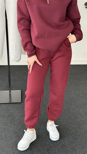 Üç İplik Şardonlu Beli Paçası Lastikli Esofman Bordo