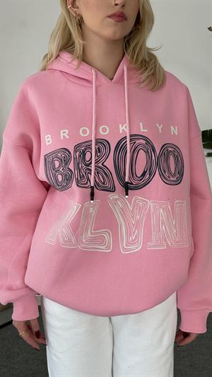 Üç İplik Şardonlu Brooklyn Sweat Pembe 