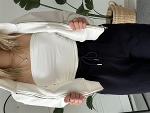 Üç İplik Şardonlu Crop Hırka Beyaz