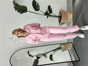 Üç İplik Şardonlu Crop Hırka Pembe 