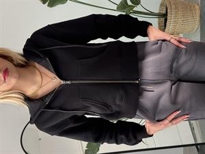 Üç İplik Şardonlu Crop Hırka Siyah 