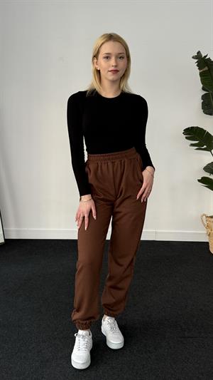 Üç İplik Şardonlu Lastikli Eşofman Kahverengi