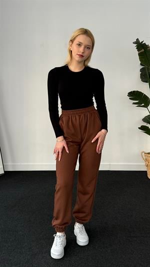 Üç İplik Şardonlu Lastikli Eşofman Krem