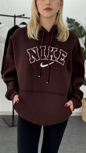 Üç İplik Şardonlu Nike Sweat Kahverengi