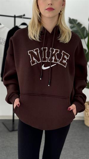 Üç İplik Şardonlu Nike Sweat Kahverengi