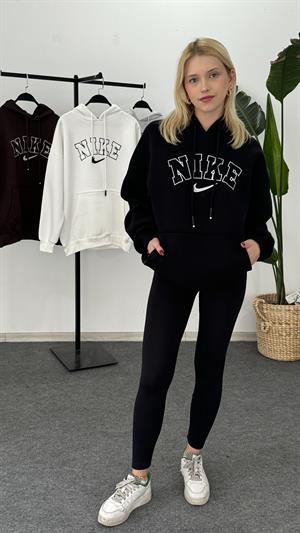 Üç İplik Şardonlu Nike Sweat Siyah