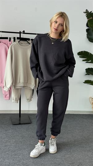 Üç İplik Şardonlu Sweat Esofman Takım Antrasit 
