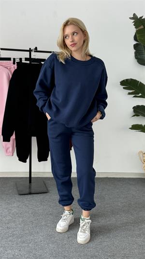 Üç İplik Şardonlu Sweat Esofman Takım Lacivert