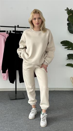 Üç İplik Şardonlu Sweat Esofman Takım Taş