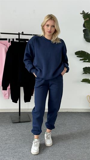 Üç İplik Şardonlu Sweat Esofman Takım Lacivert