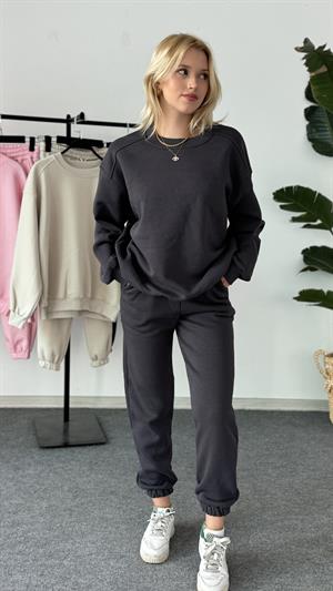 Üç İplik Şardonlu Sweat Esofman Takım Antrasit 