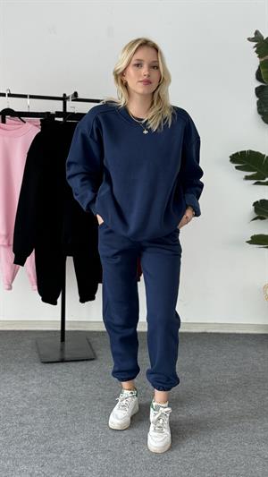 Üç İplik Şardonlu Sweat Esofman Takım Lacivert