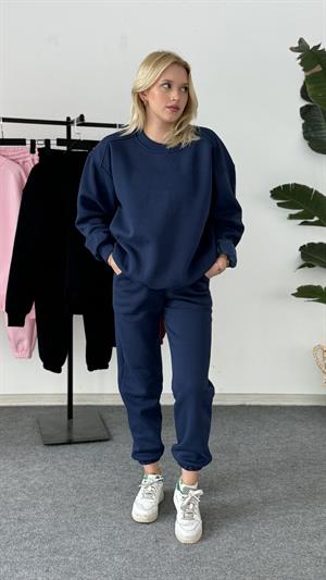 Üç İplik Şardonlu Sweat Esofman Takım Lacivert