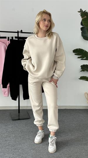 Üç İplik Şardonlu Sweat Esofman Takım Taş