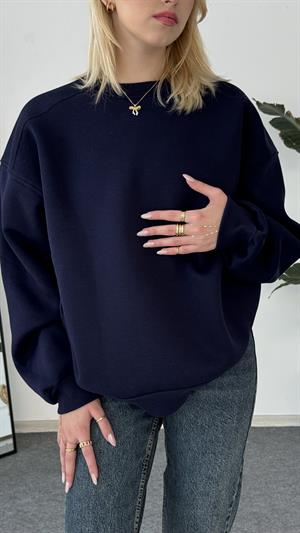 Üç İpllik Şardonlu Basic Sweat Lacivert