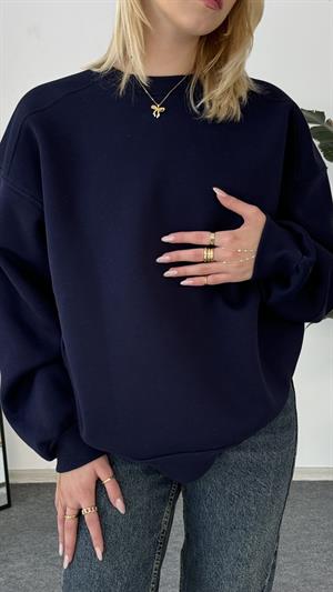 Üç İpllik Şardonlu Basic Sweat Lacivert