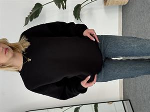 Üç İpllik Şardonlu Basic Sweat Siyah