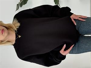 Üç İpllik Şardonlu Basic Sweat Siyah