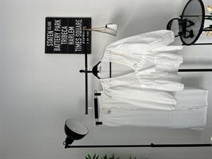 V Yaka Dantelli Bluz Ekru