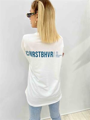 Wrstbhvr Baskılı Bisiklet Yaka İki İplik Tshirt - Beyaz