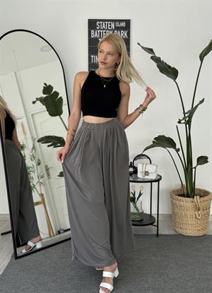 Yeni Sezon Oysho Pileli Bol Paça Pantolon Gri