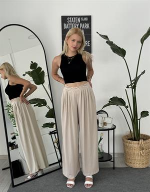 Yeni Sezon Oysho Pileli Bol Paça Pantolon Taş 