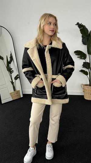 Yumoş Kumaş Suni Deri Tasarım Ceket 