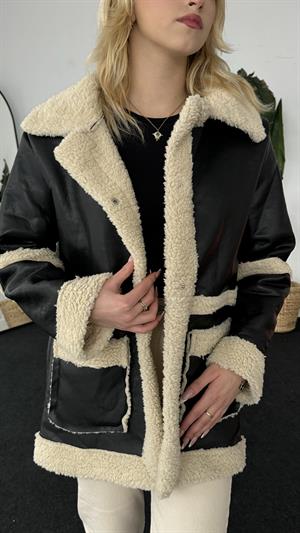 Yumoş Kumaş Suni Deri Tasarım Ceket 