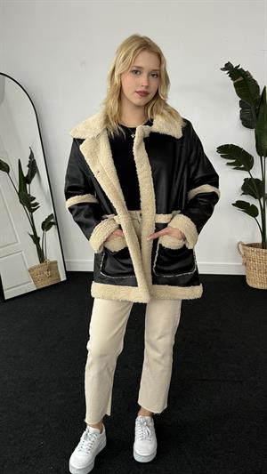 Yumoş Kumaş Suni Deri Tasarım Ceket 