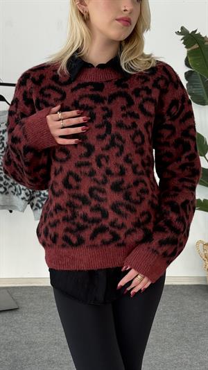 Yumoş Sakallı Kumaş Kazak Leopar Bordo