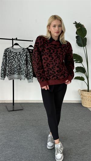 Yumoş Sakallı Kumaş Kazak Leopar Bordo